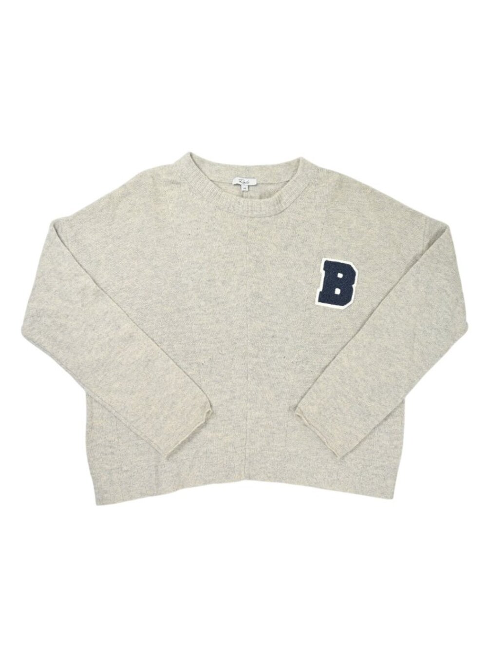 Rails B Initial Joanna Varsity Sweater Wool Cashmere in Oatmeal